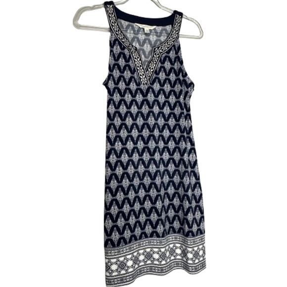 Magnolia Grace Blue Alhambra Embroidered Trim Knit Dress NWT Petite XS - Picture 2 of 8